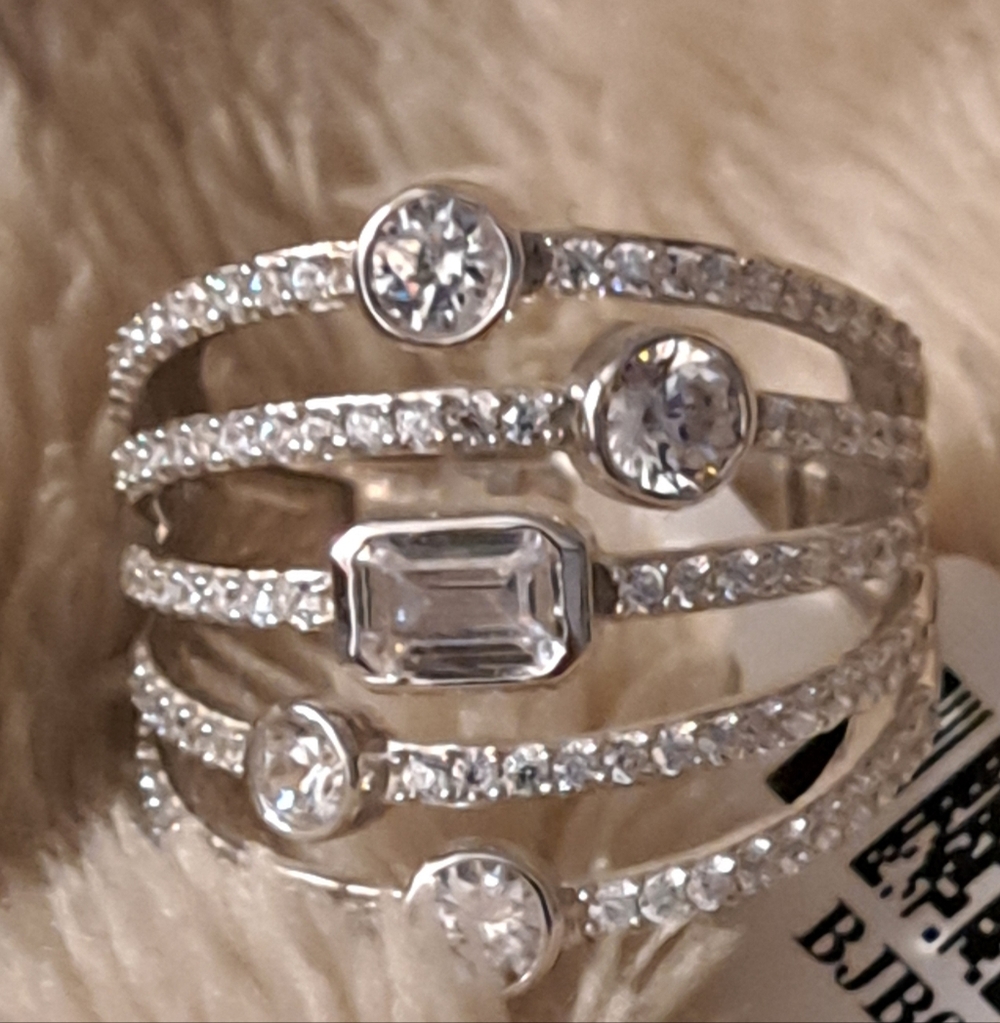 White Cubic Zirconia Rhodium over Sterling Silver.Ring,2.80ctw